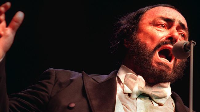 Singer Luciano Pavarotti during his concert in Sydney in 1999. Picture: Angelo Soulas