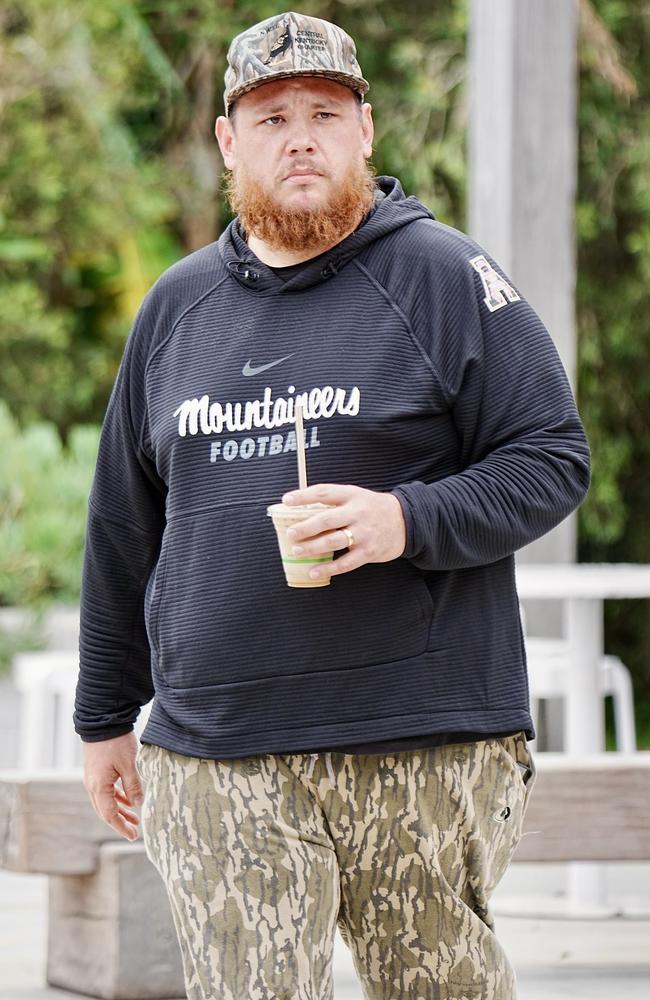 Luke Combs arrives on the Gold Coast ahead of his shows at Suncorp Stadium this week Picture: BACKGRID Australia