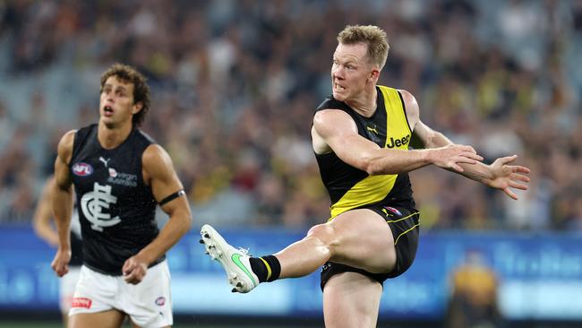 His cousin, Jack Riewoldt, has attempted more snaps than any other player from 2013-21. Picture: Michael Klein