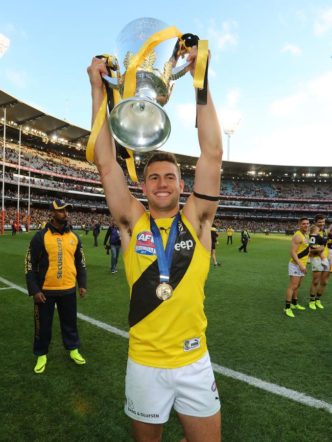 Graham in his fifth AFL game in 2017. Picture: Scott Barbour/AFL Media/Getty Images