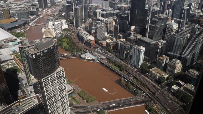 The upside down Yarra seen from Eureka Tower. Picture: Alex Coppel