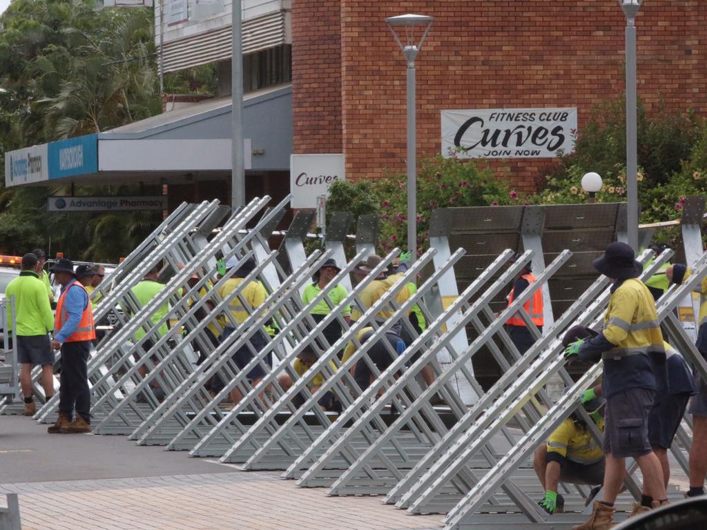 The construction of the levee gets underway in Maryborough CBD.